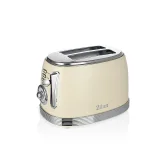 Prăjitor de Pâine Electric Retro, 850W, 2 Felii, 6 Trepte de Rumenire, Decongelare și Reîncălzire, Crem