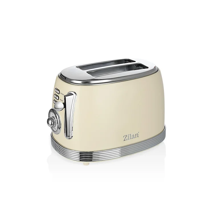 Prăjitor de Pâine Electric Retro, 850W, 2 Felii, 6 Trepte de Rumenire, Decongelare și Reîncălzire, Crem