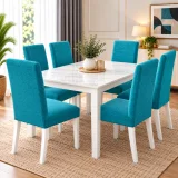 Set 6 Huse Elastice pentru Scaune, Microfibră Premium, cu Elastic, Protecție și Design Elegant
