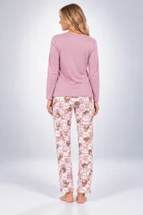 Pijama damă cu mânecă lungă și pantaloni lungi cu imprimeu
