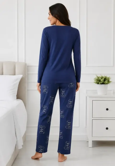 Pijama de dama blumarin, bluza cu maneca lunga  si pantaloni lungi blumarin
