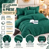 Set Lenjerie de Pat Dublu din Microfibră Premium, 6 Piese, Cearșaf 245x250 cm