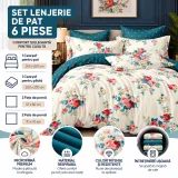 Set Lenjerie de Pat Dublu din Microfibră Premium, 6 Piese, Cearșaf 245x250 cm