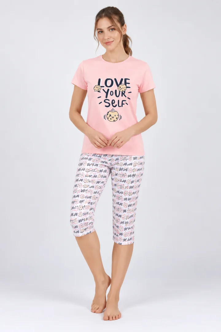 Pijama damă bumbac – imprimeu LOVE YOURSELF