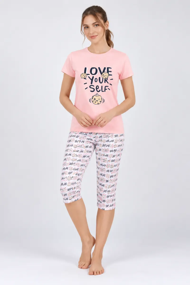 Pijama damă bumbac – imprimeu LOVE YOURSELF