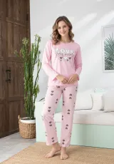 Pijama damă roz cu imprimeu „Love You More
