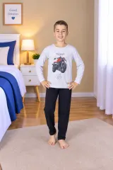 Pijama băieți cu motoretă, gri