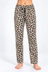 Pantaloni damă polar cu imprimeu leopard