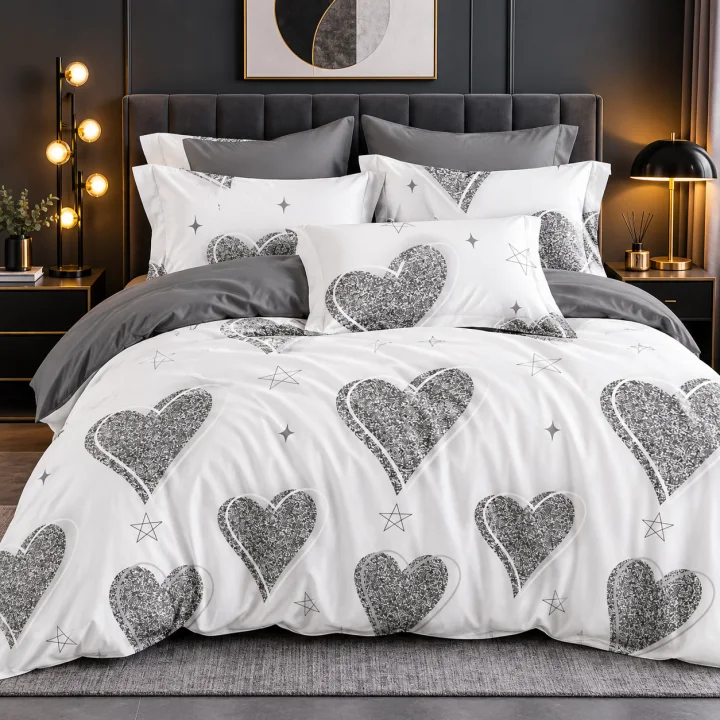 Set Lenjerie de Pat Dublu din Microfibră Premium, 6 Piese, Cearșaf 245x250 cm