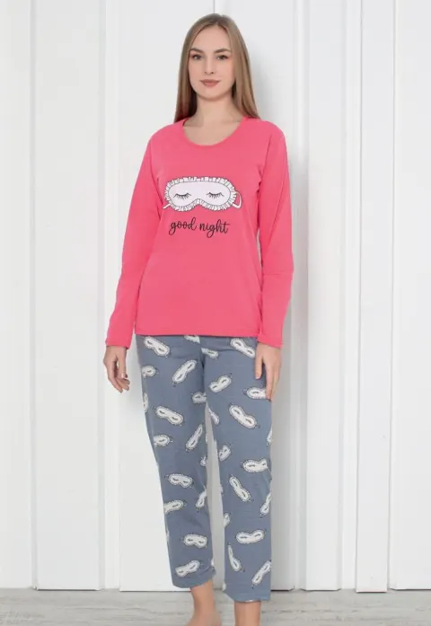 Pijama damă cu imprimeu ,,Good Night'', culoare roz