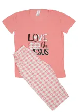 Pijama damă cu imprimeu LOVE LIKE JESUS