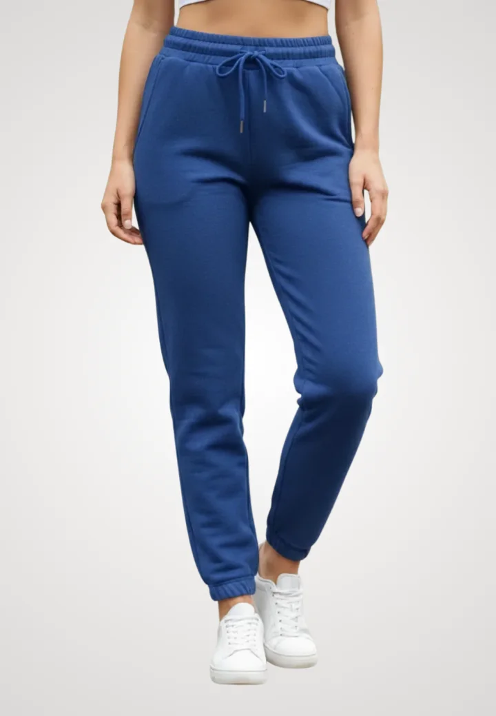 Pantaloni de trening damă din bumbac, culoare albastru