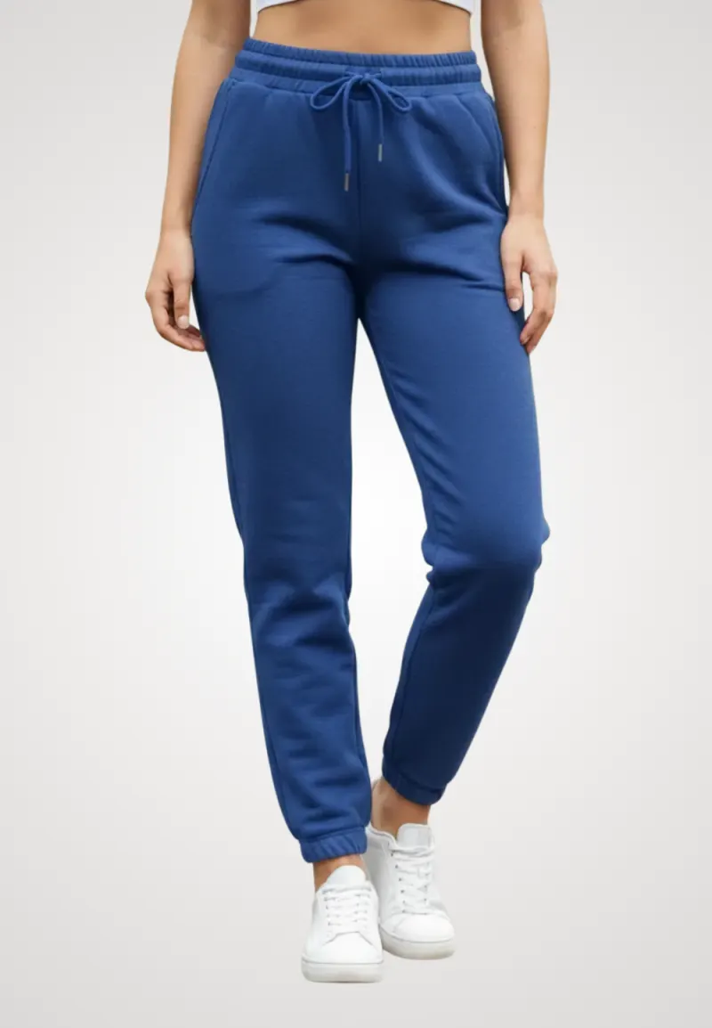 Pantaloni de trening damă din bumbac, culoare albastru