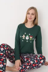 Pijama damă de Crăciun cu mânecă lungă și pantaloni lungi