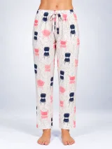 Pantaloni de pijama de dama gri cu roz