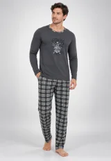 Pijama Bărbat, Imprimeu Locomotivă, gri inchis