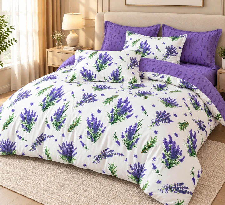 Set Lenjerie de Pat Dublu din Microfibră Premium, 6 Piese, Cearșaf 245x250 cm