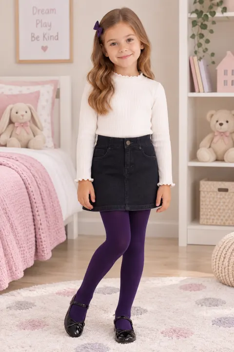 Dres fetițe Penti Pretty Micro 40 DEN – mat, opac, mov închis