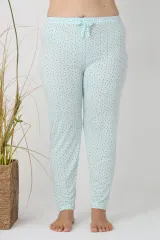 Pantaloni de pijama damă Big Size, turcoaz cu puncte negre