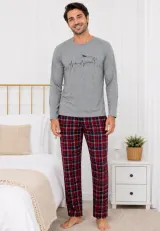 Pijama barbat gri cu carouri