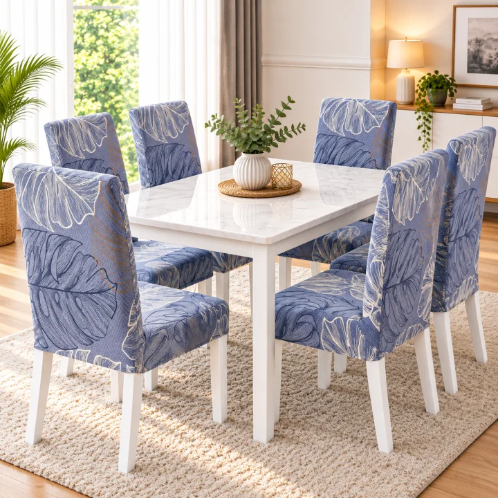 Set 6 Huse Elastice pentru Scaune, Microfibră Premium, cu Elastic, Protecție și Design Elegant