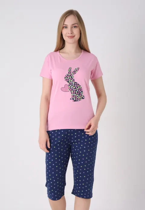 Pijama damă cu model de Paște, roz