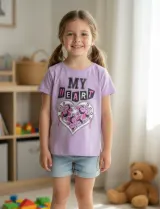 Tricou fetițe lila cu imprimeu „My Heart”