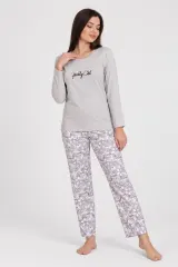 Pijama damă gri „Yachting Club” cu pantaloni lungi floral
