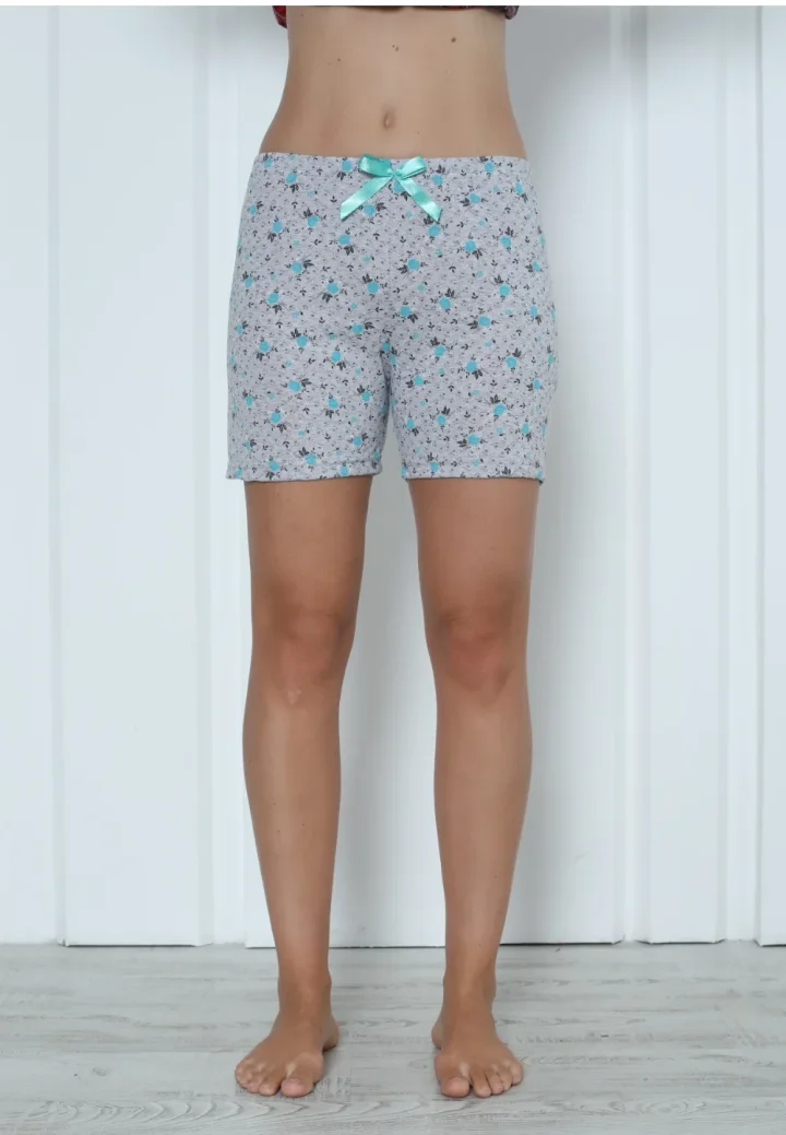 Short damă pijama, gri, imprimeu pisicuțe