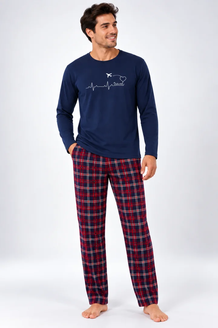 Pijama barbat blumarin cu carouri