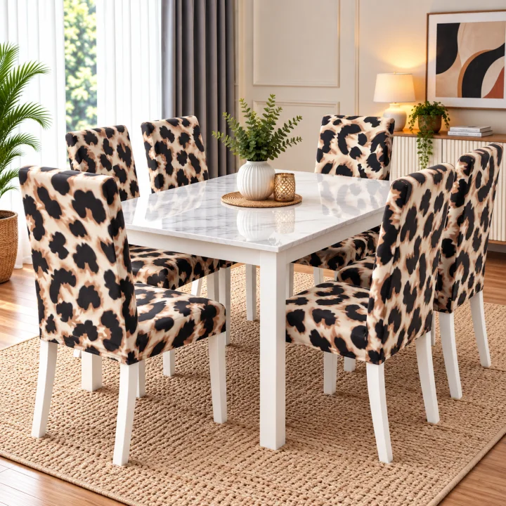 Set 6 Huse Elastice pentru Scaune, Microfibră Premium, cu Elastic, Protecție și Design Elegant