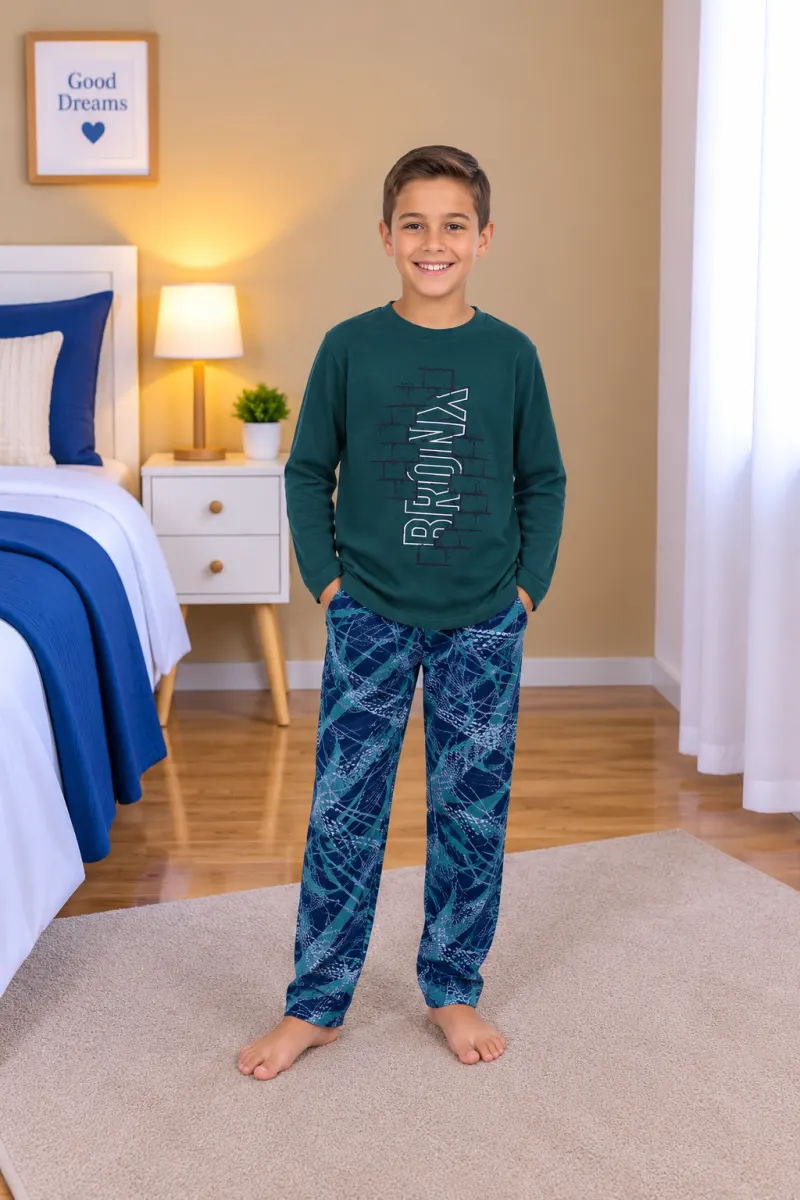 Pijama polar copii, verde