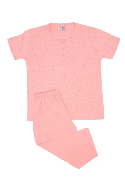 Pijama damă ROZ din bumbac mânecă scurta și pantaloni 3/4