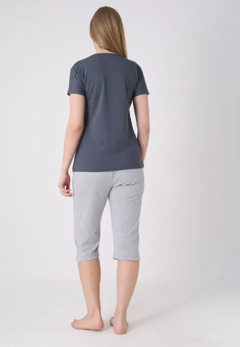 Pijama damă cu model de Paște, gri