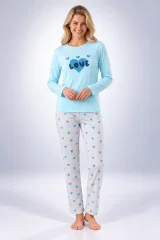 Pijama damă cu mânecă lungă și pantaloni lungi cu imprimeu