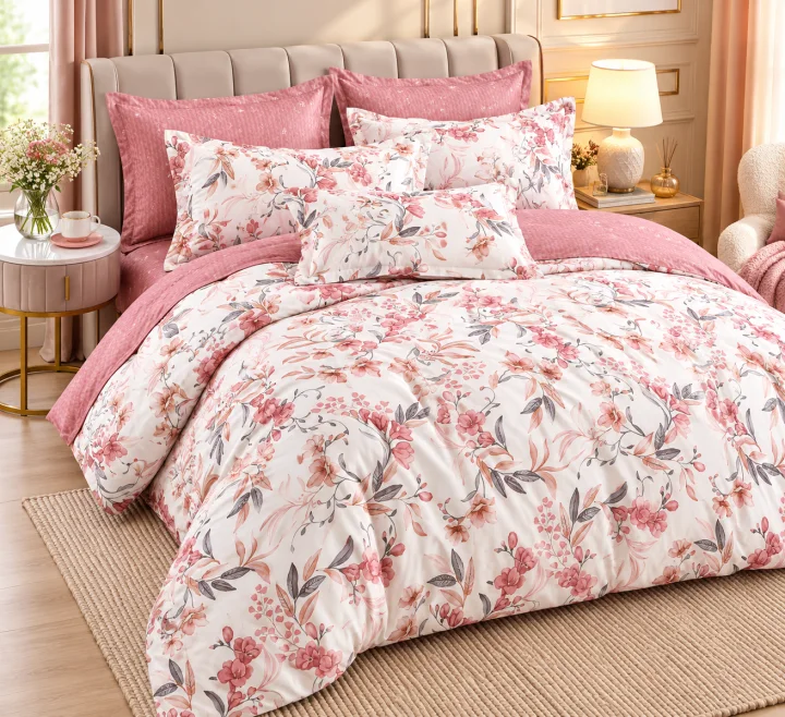 Set Lenjerie de Pat Dublu din Microfibră Premium, 6 Piese, Cearșaf 245x250 cm
