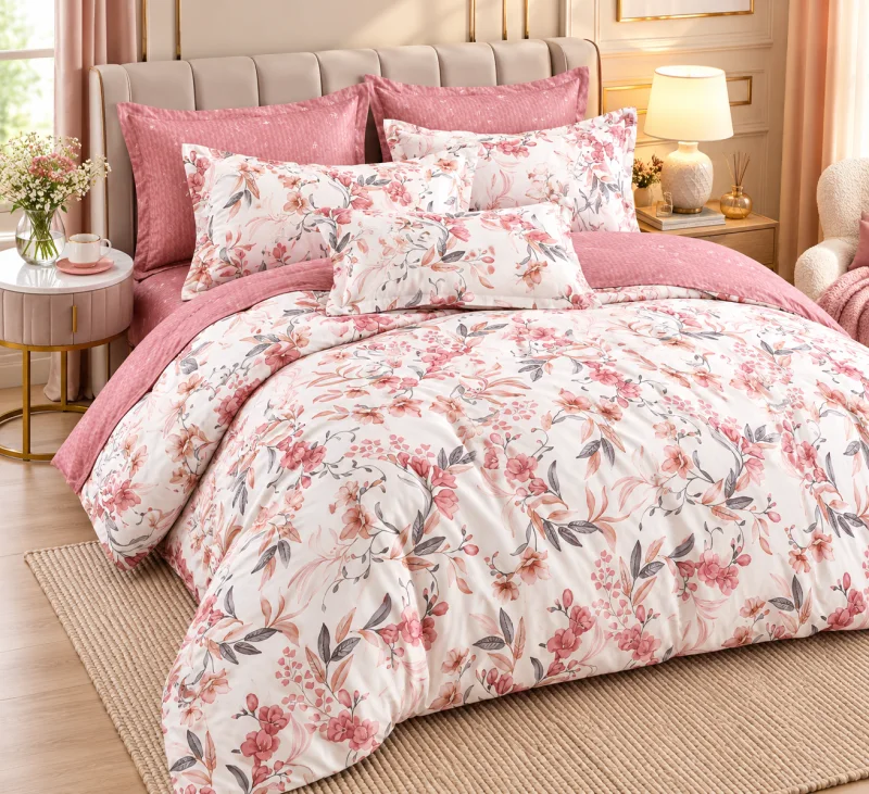 Set Lenjerie de Pat Dublu din Microfibră Premium, 6 Piese, Cearșaf 245x250 cm