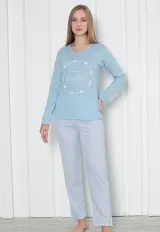 Pijama damă imprimeu ,,You Are Beautiful'', culoare blue