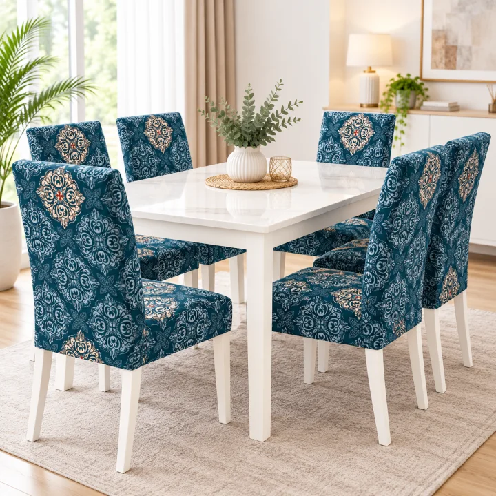 Set 6 Huse Elastice pentru Scaune, Microfibră Premium, cu Elastic, Protecție și Design Elegant