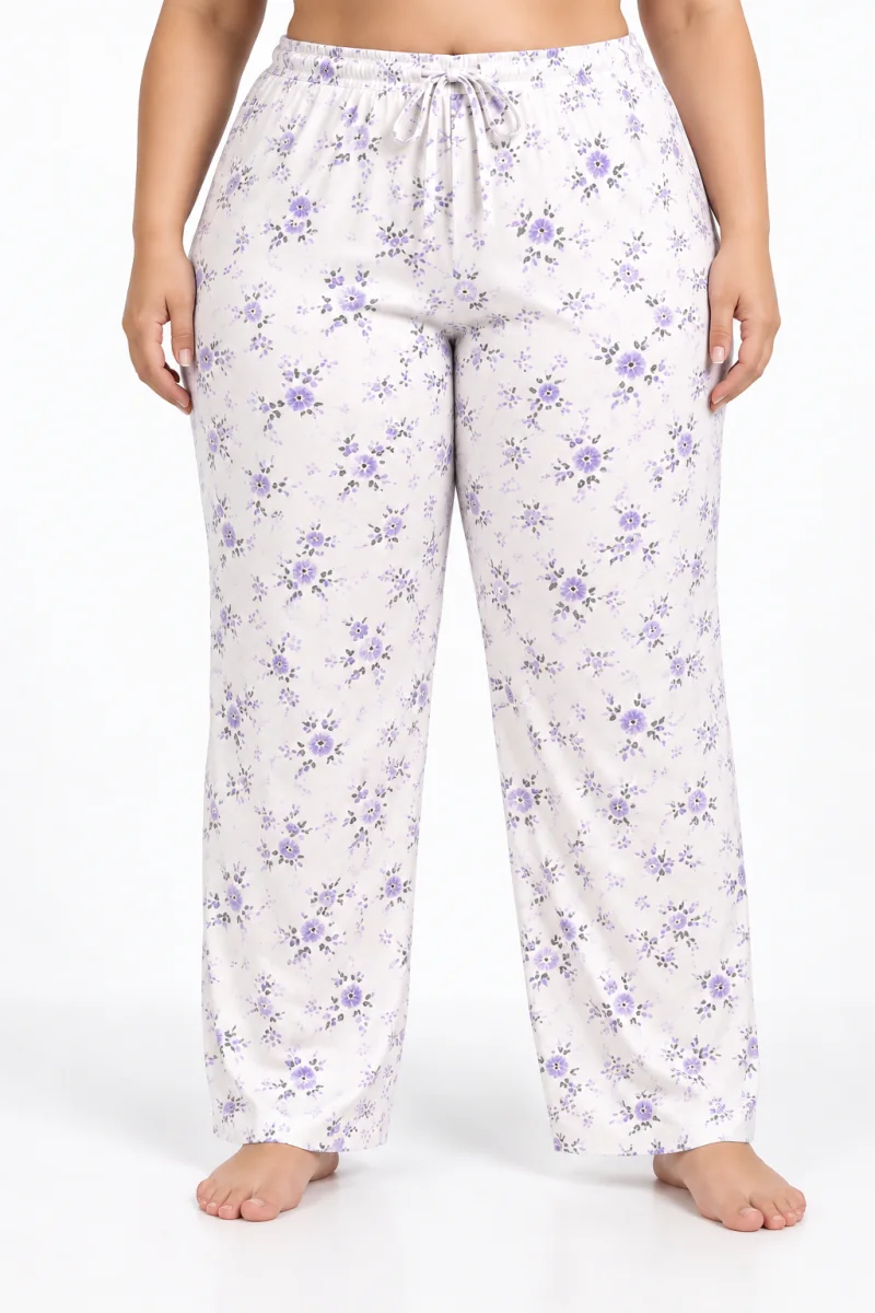 Pantaloni de pijama damă mărimi mari, Big Size 2XL–5XL, cu șnur reglabil