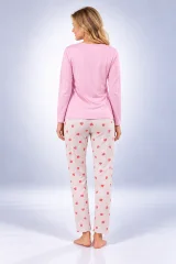 Pijama damă cu mânecă lungă și pantaloni lungi cu imprimeu