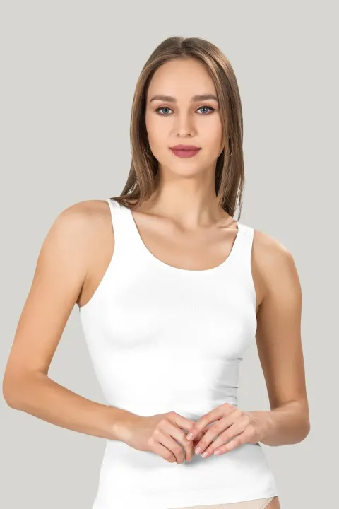 Maiou dama modelator in talie, culoare alb