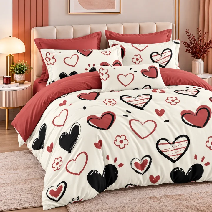 Set Lenjerie de Pat Dublu din Microfibră Premium, 6 Piese, Cearșaf 245x250 cm