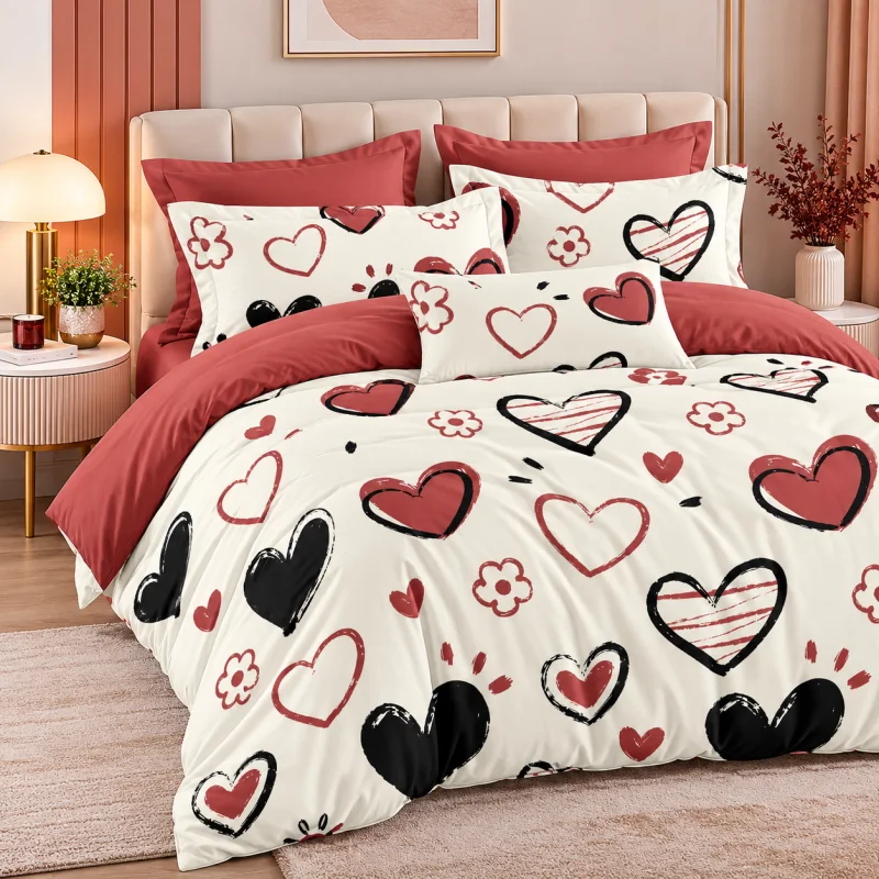 Set Lenjerie de Pat Dublu din Microfibră Premium, 6 Piese, Cearșaf 245x250 cm