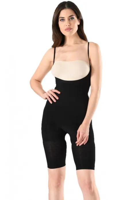 Body modelator dama cu pantalon 3/4, negru