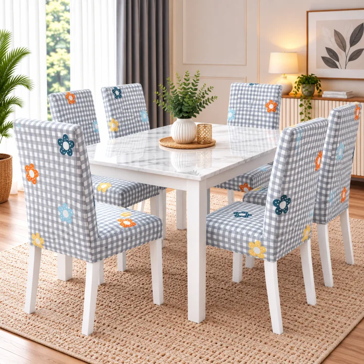 Set 6 Huse Elastice pentru Scaune, Microfibră Premium, cu Elastic, Protecție și Design Elegant