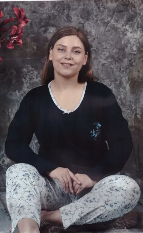 Pijama damă, cu mânecă lungă și pantaloni lungi, imprimeu floral, albastru