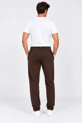 Pantaloni Trening Bărbați Maro, Croială Dreaptă, Talie Elastică cu Șnur și Buzunare Laterale