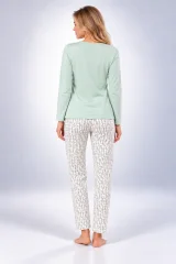 Pijama damă cu mânecă lungă și pantaloni lungi cu imprimeu