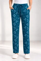 Pantaloni damă din bumbac cu buzunare și șnur reglabil în talie
